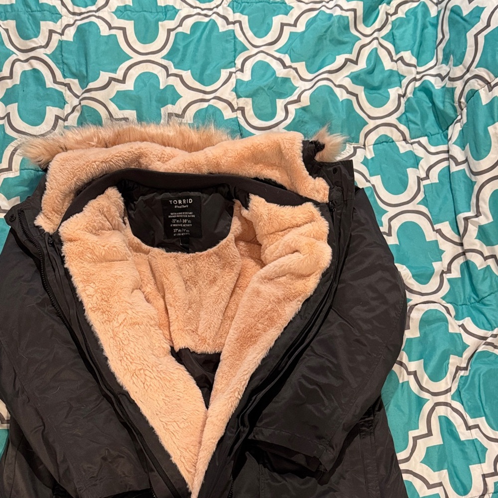 Torrid Black and Cream Winter Coat